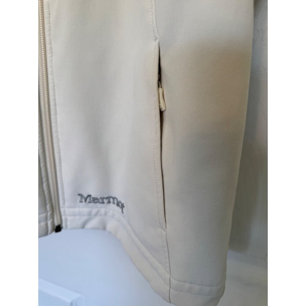 Marmot Hooded Softshell Full Zip Vest Fleece Interior Ivory Cream S vegan Outdoo - Picture 11 of 16